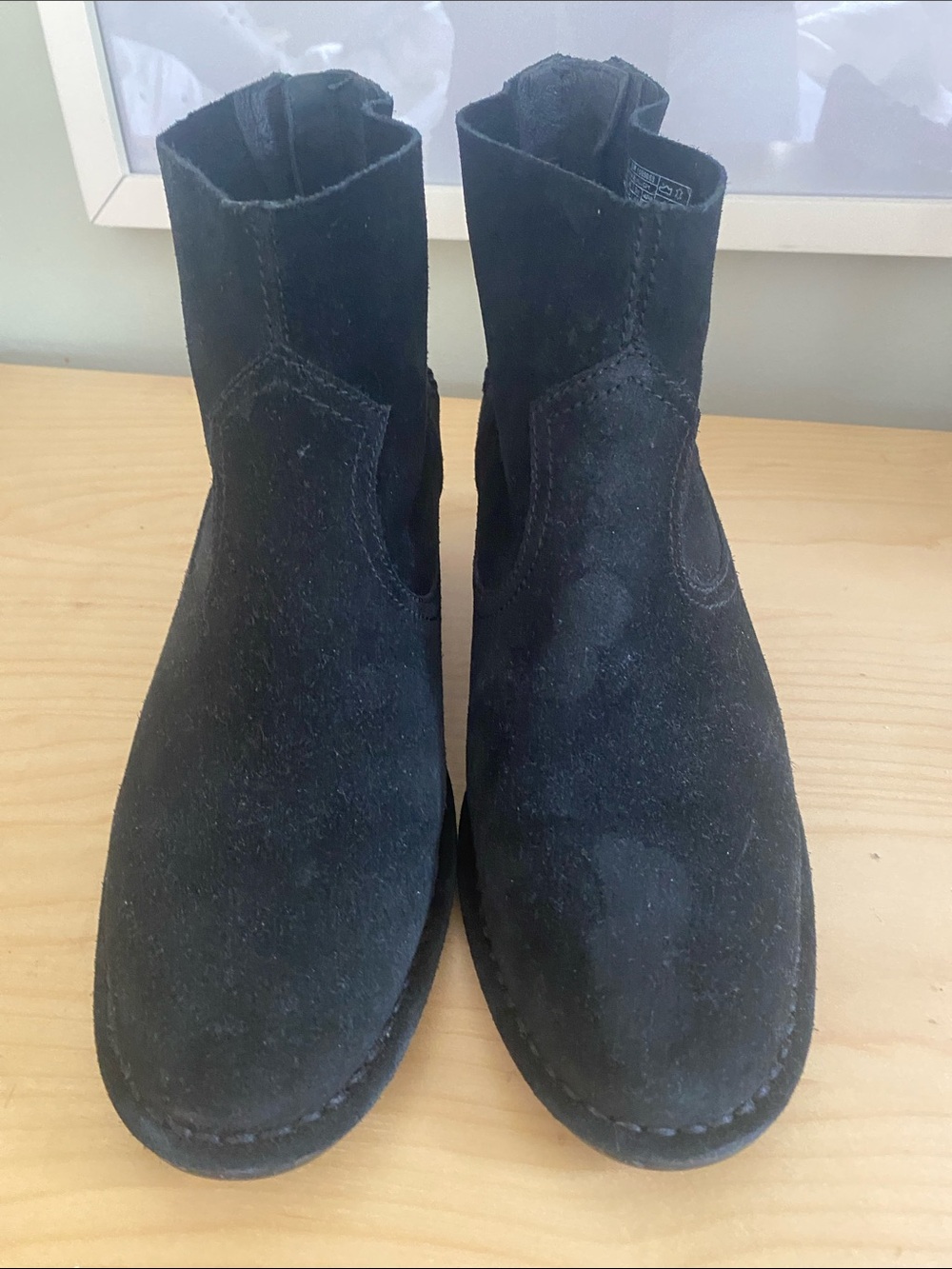UGG Black Suede Ankle Booties with Block Heel